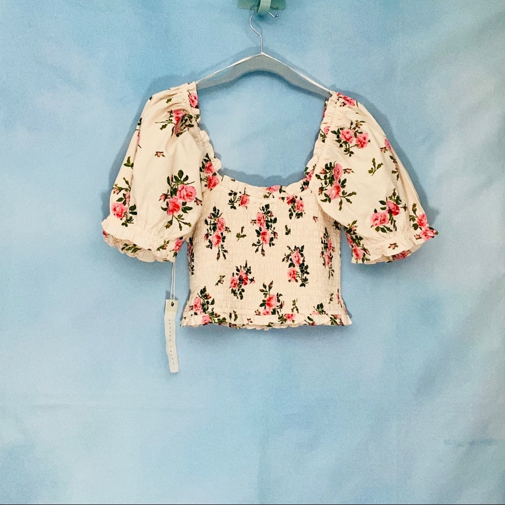 Ruched Floral Crop Top